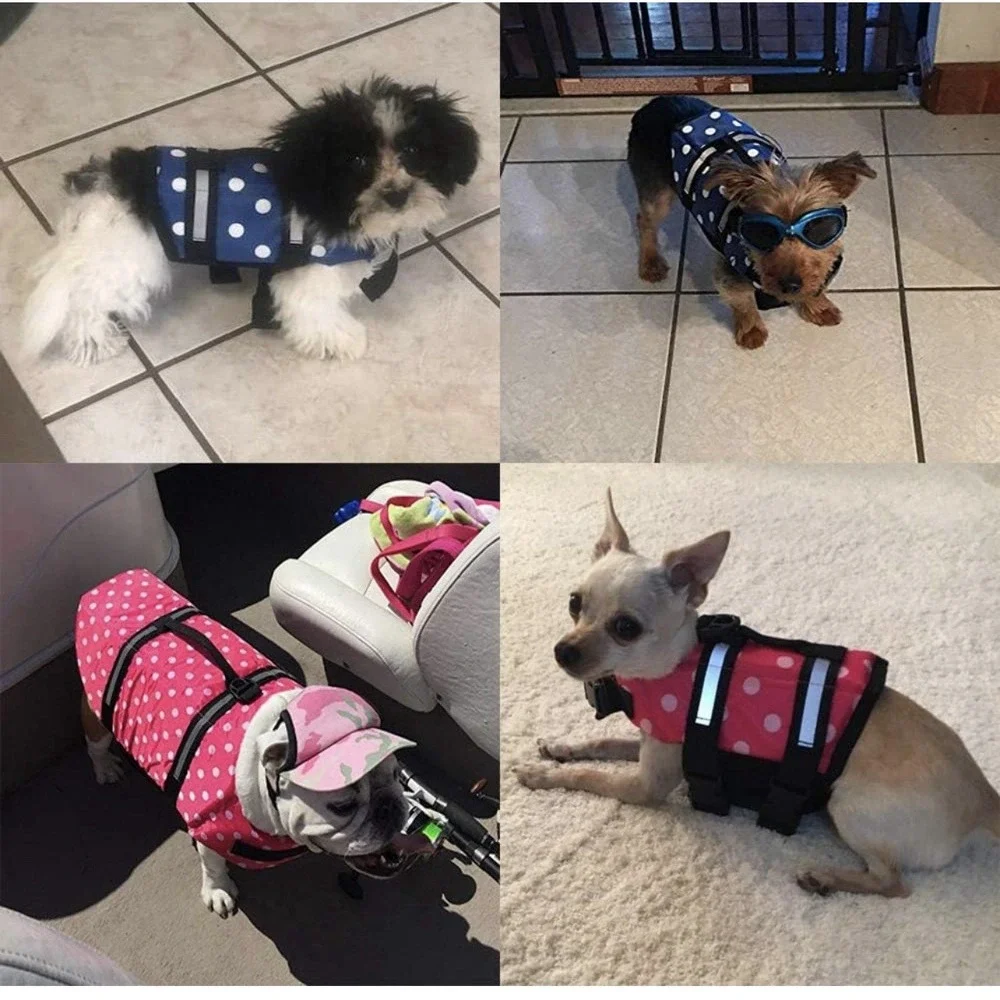 Pet Swimming Water Safety Vest Dog Life Jacket Swimsuit Size L w/‎ PULL Handle